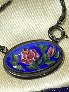 Vintage Silver 835 Hand Painted Enamel Bracelet