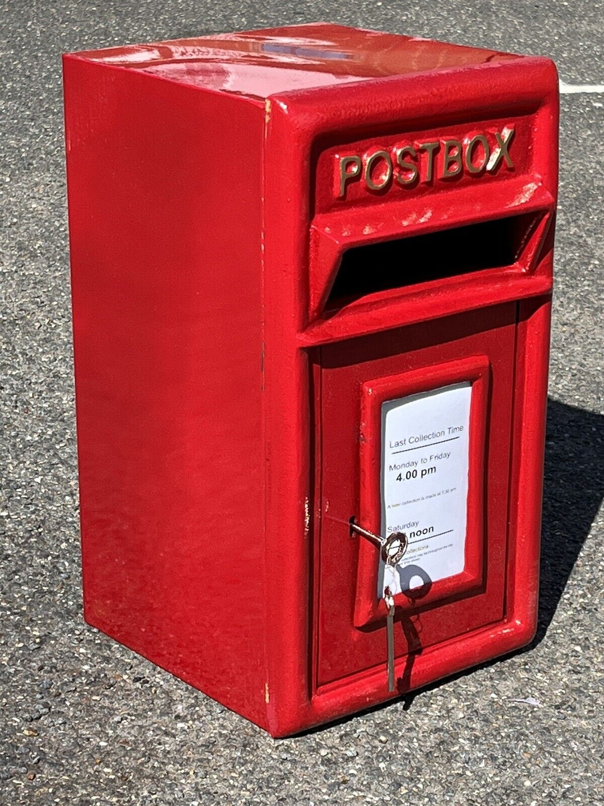 Red Post Box. With 2 Keys. Cast Iron & Steel. We Ship Worldwide.