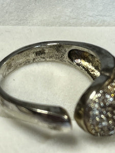 Vintage Sterling Silver Diamanté Heart Ring