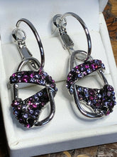 Vintage 1980s Rhodium Plated Purple Pink Cubic Zirconia Drop Earrings
