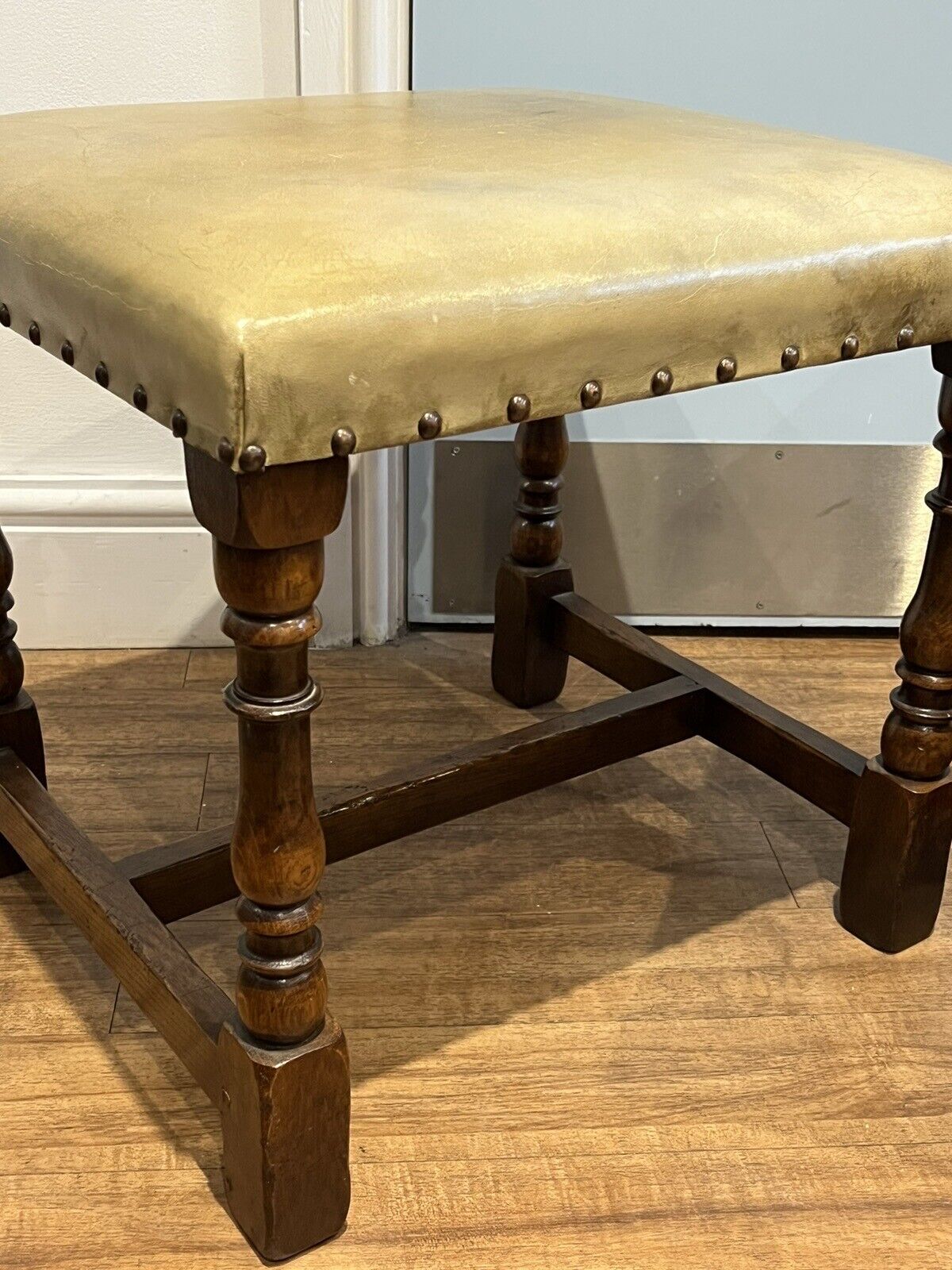 Leather & Oak Foot Stools. Good Quality, Strong And Sturdy.