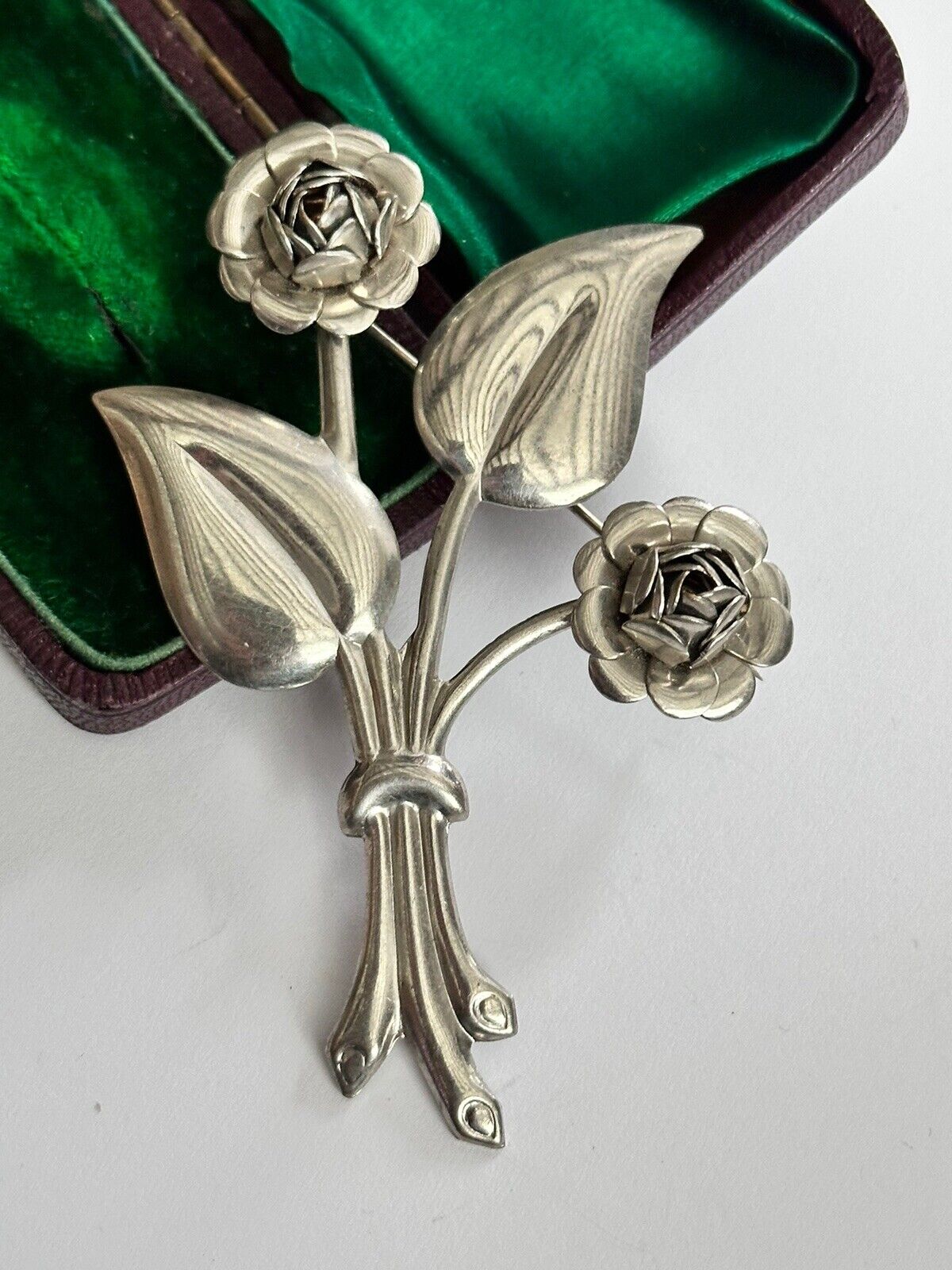 Vintage Silver Tone Flower Spray Brooch
