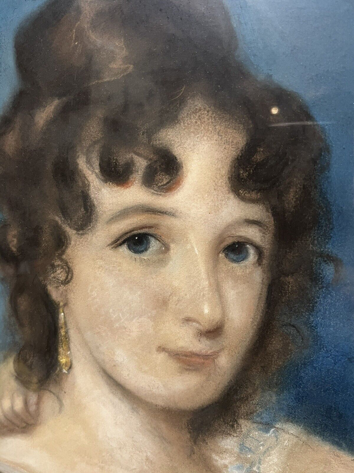 Portrait Chalk Painting Of A Mother And Child, Extremely Well Drawn.