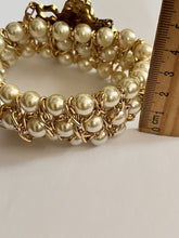 Vintage Faux Pearl Enamel Bee Set Bracelet Brooch Drop Earrings