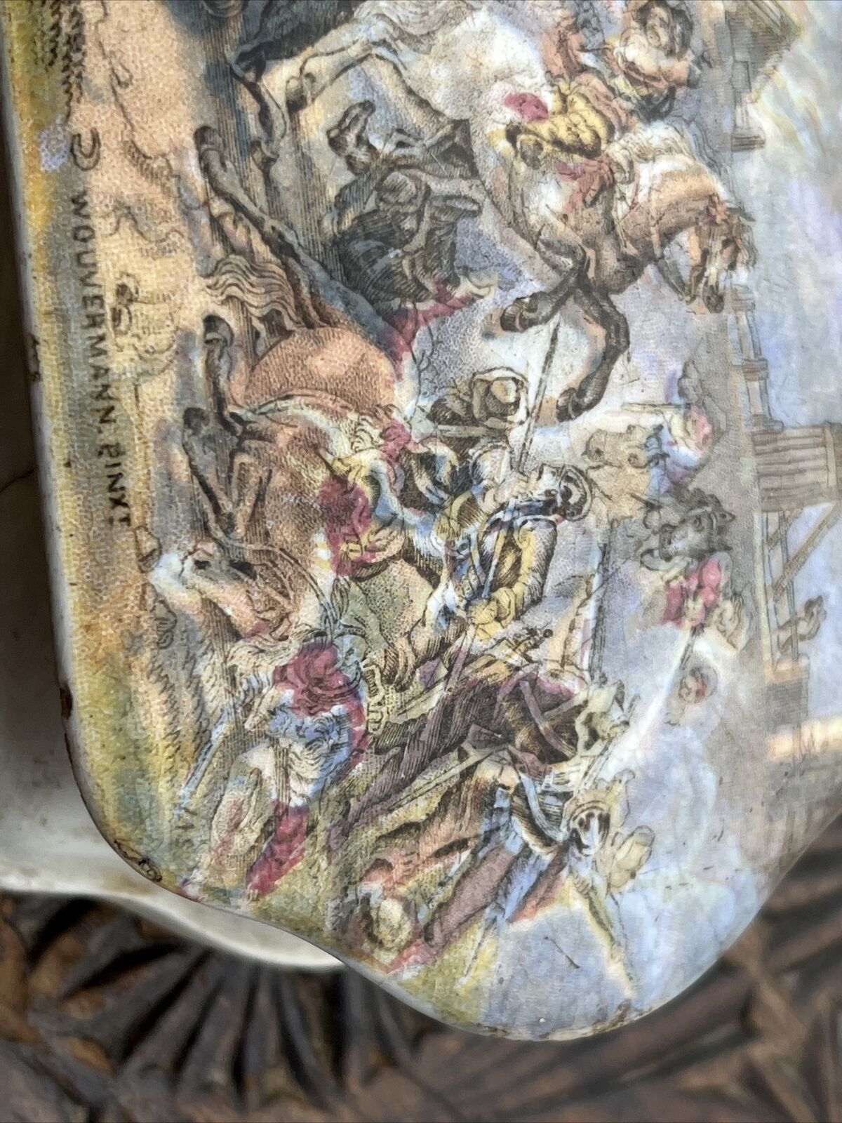 Battle Scene Porcelain Box Decoration Of A Painting after Philips Wouwerman