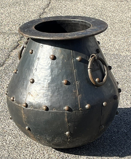 LARGE metal Cauldron Shaped Planter. Country House Style