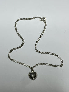 Vintage Silver 925 Chain Heart Charm Bracelet