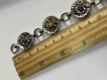 Vintage Stamped Finland Silver Tone Multicoloured Stone Brooch