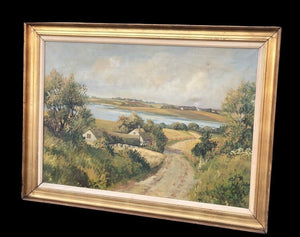 Danish Landscape Oil Painting In Gilt Frame, Signed, Large & Impressive
