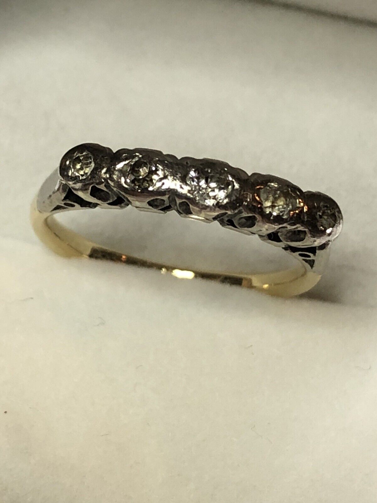 Vintage 18ct Gold Platinum Diamond Ring Size O