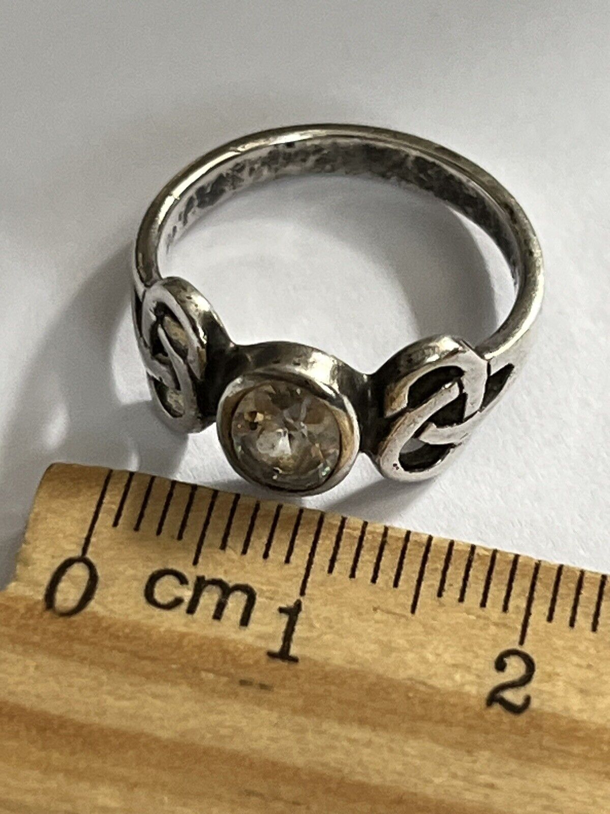 Vintage Silver 925 Celtic Cubic Zirconia Ring