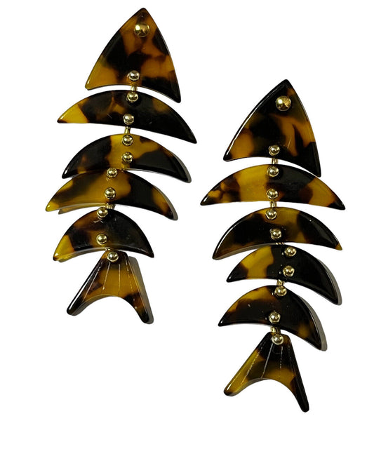 Vintage Designer J Crew Fishbone Acrylic Drop Earrings