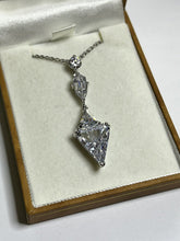 Vintage 1980s Rhodium Plated Clear Crystal Drop Necklace Boxed