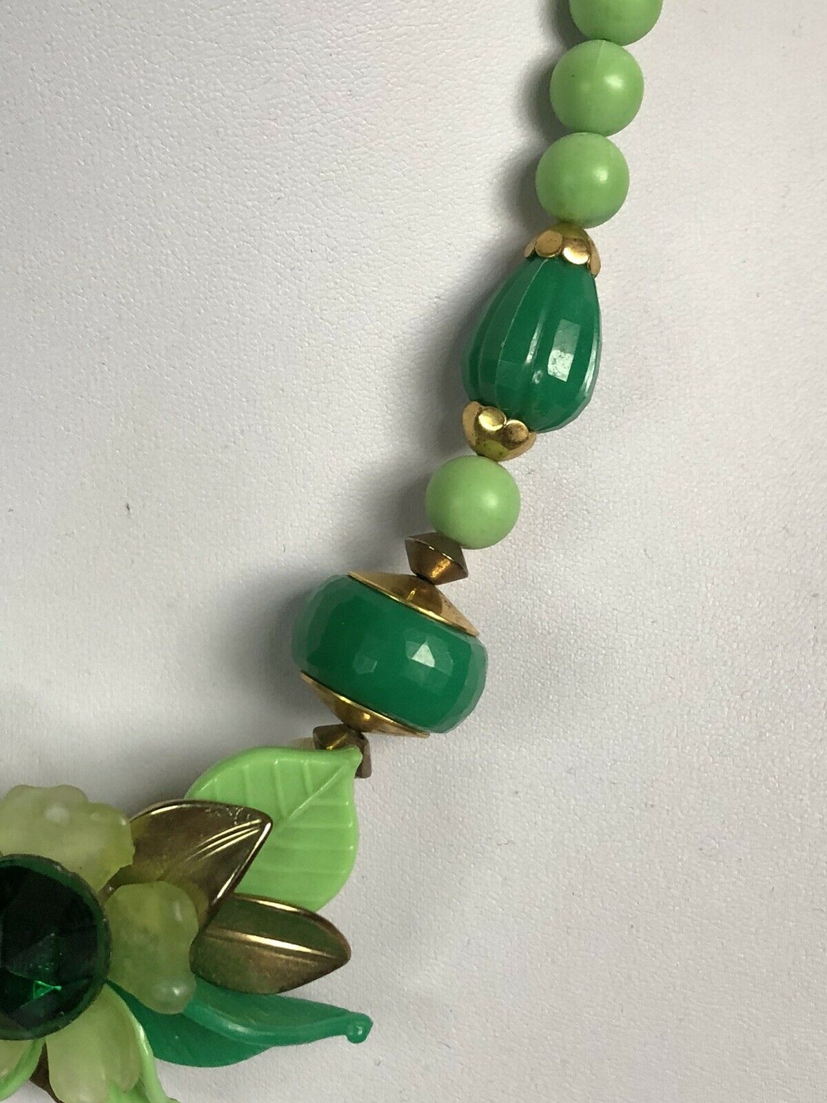 Vintage Signed Pierre Cardin Rare Runway Green Beaded Necklace