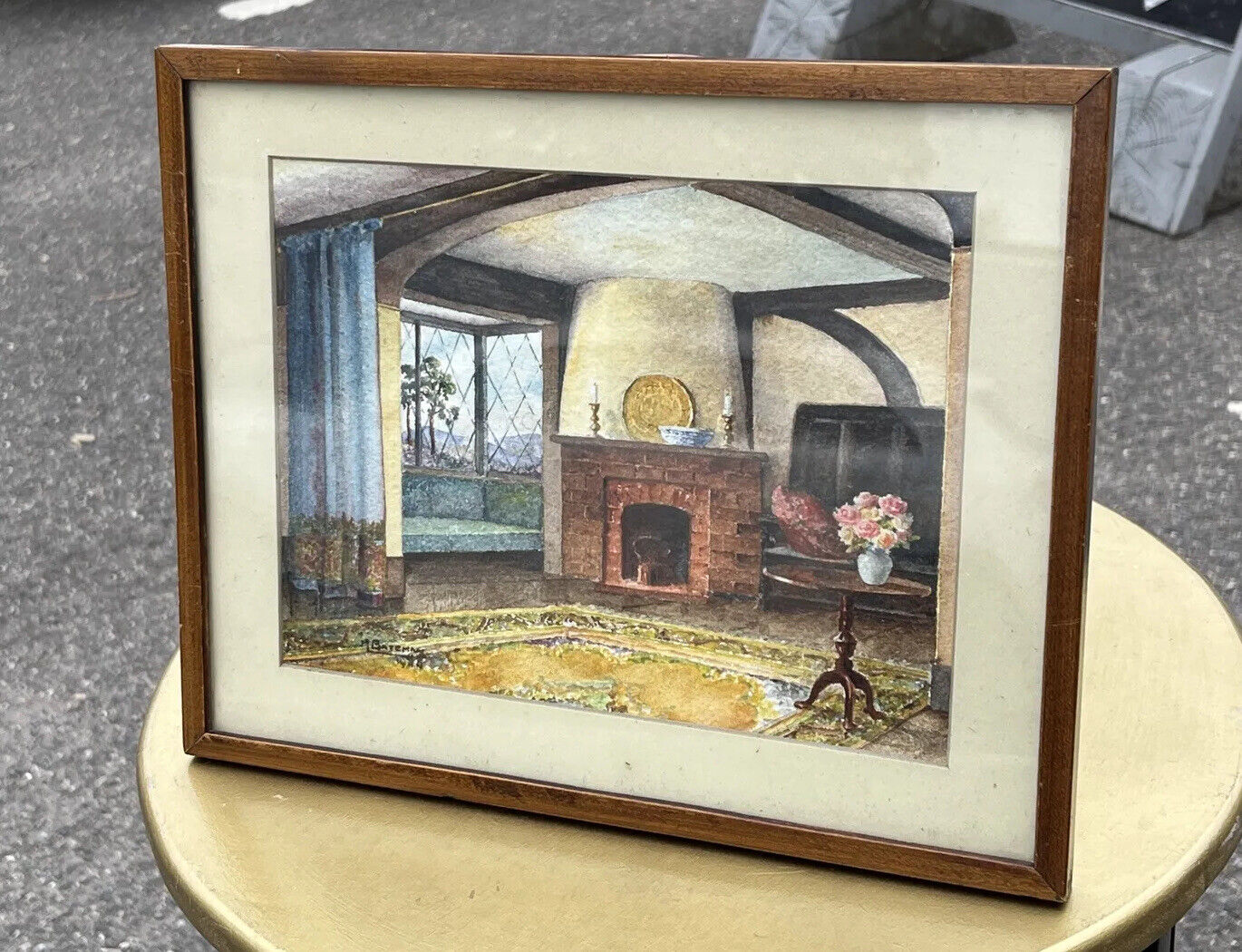 Architectural Watercolour Of A Lounge, Signed, M Bateman  & Dated.