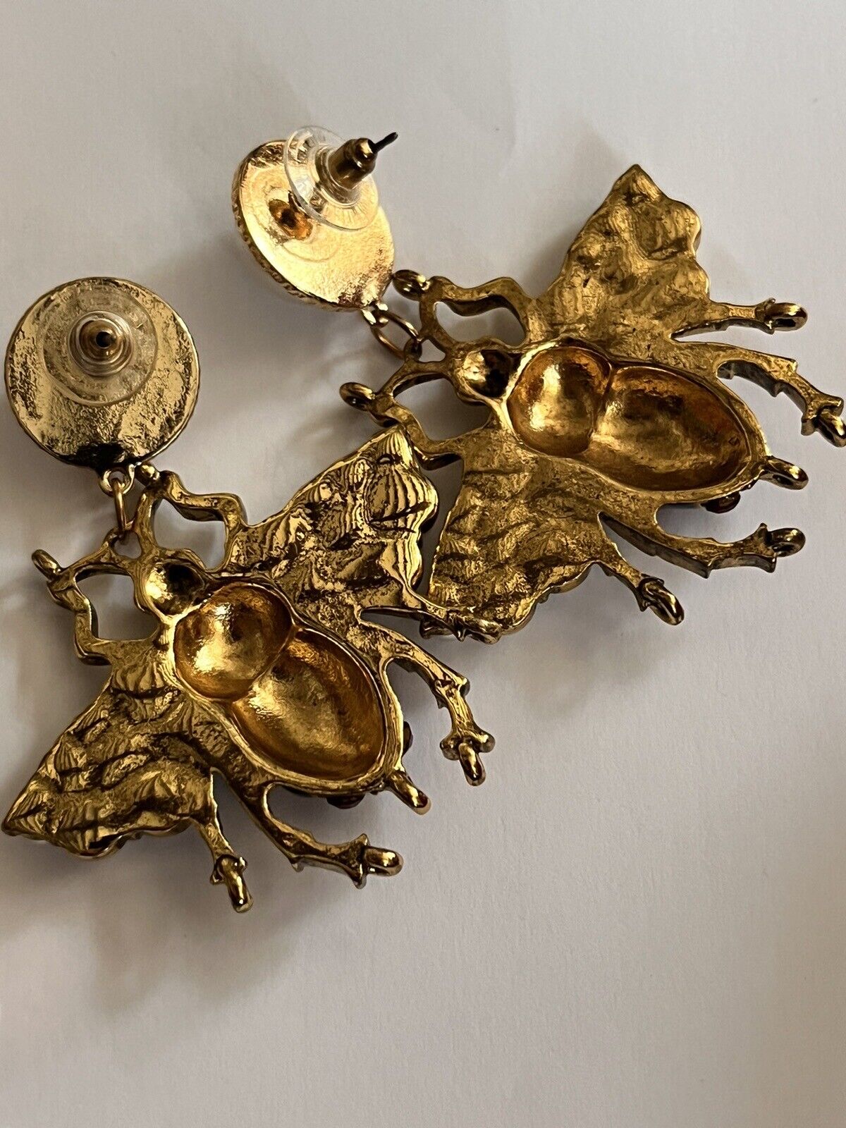 Vintage Faux Pearl Enamel Bee Set Bracelet Brooch Drop Earrings