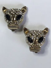 Vintage Jaguar Leopard Diamanté Clip On Earrings