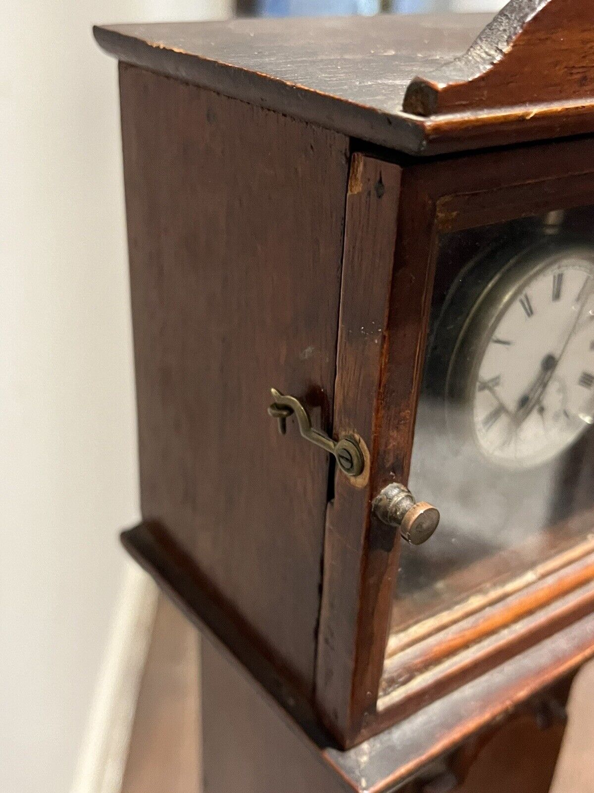 Pocket Watch Holder. Miniature Mahogany Longcase. We Ship Worldwide.