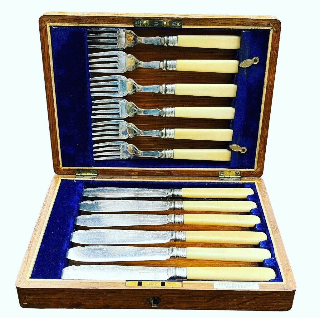 Fish Servers In Original Oak Case