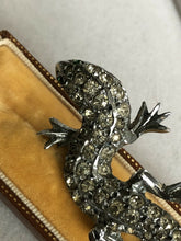 Vintage Silver Tone Paste Lizard Brooch Statement Piece