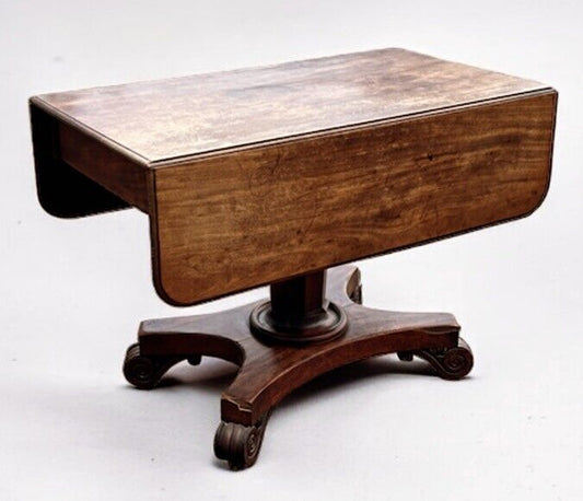 Antique Regency Mahogany Lamp / Sofa Table, Fold Down Flaps, Drawer.