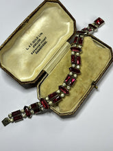 Antique Victorian/Edwardian Red Clear Paste Detailed Metalwork Bracelet