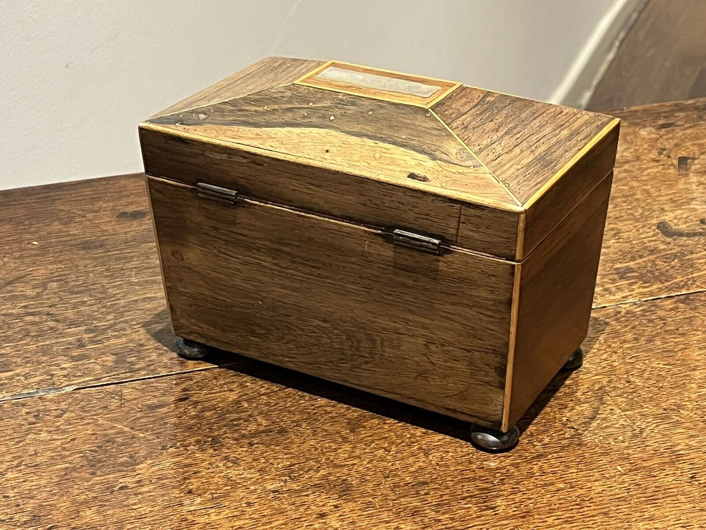 Georgian Rosewood Sarcophagus shape Tea Caddy. We ship WORLDWIDE.