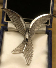 Vintage Silver Tone Numbered Stylised Bird Brooch