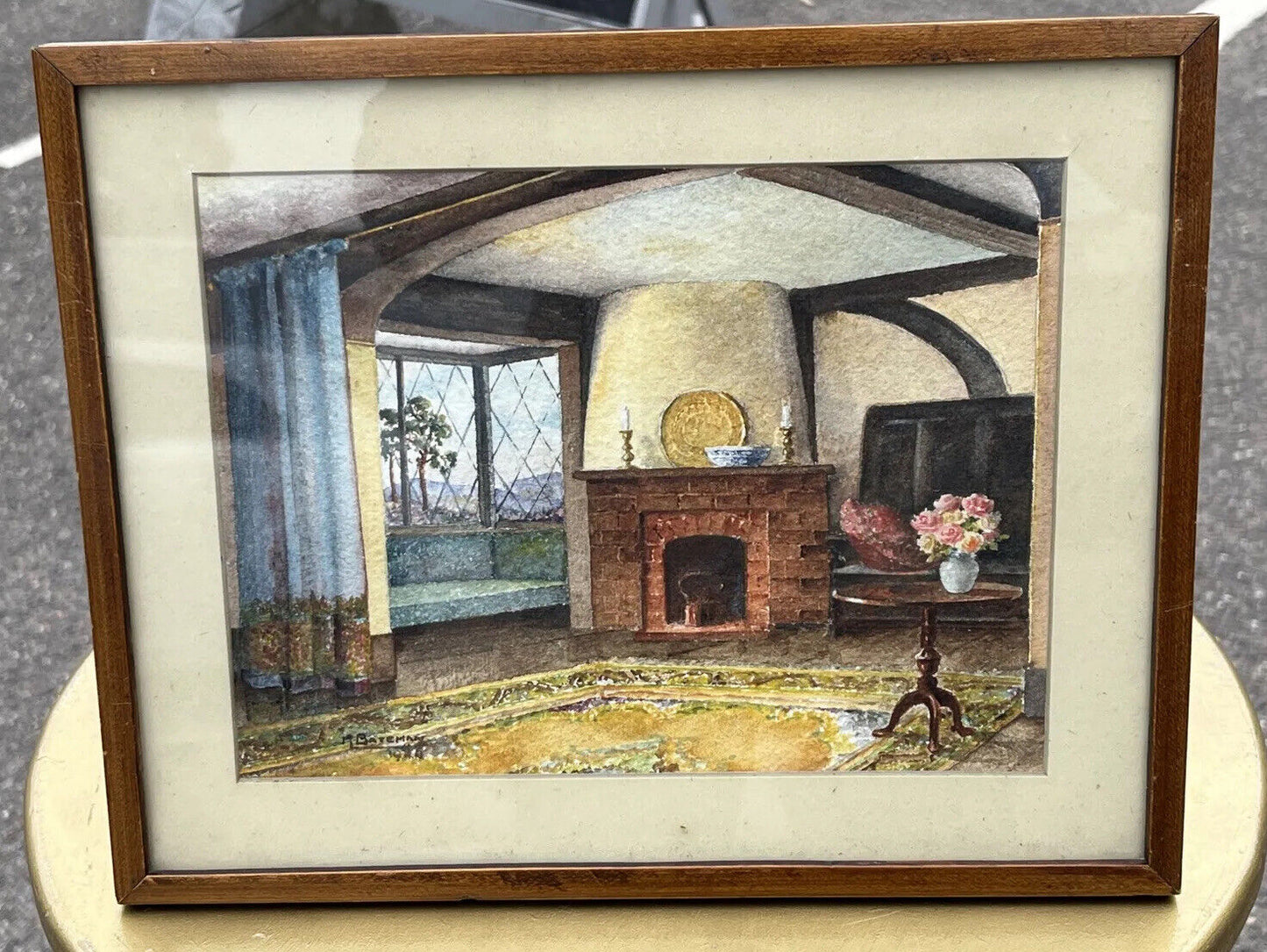 Architectural Watercolour Of A Lounge, Signed, M Bateman  & Dated.