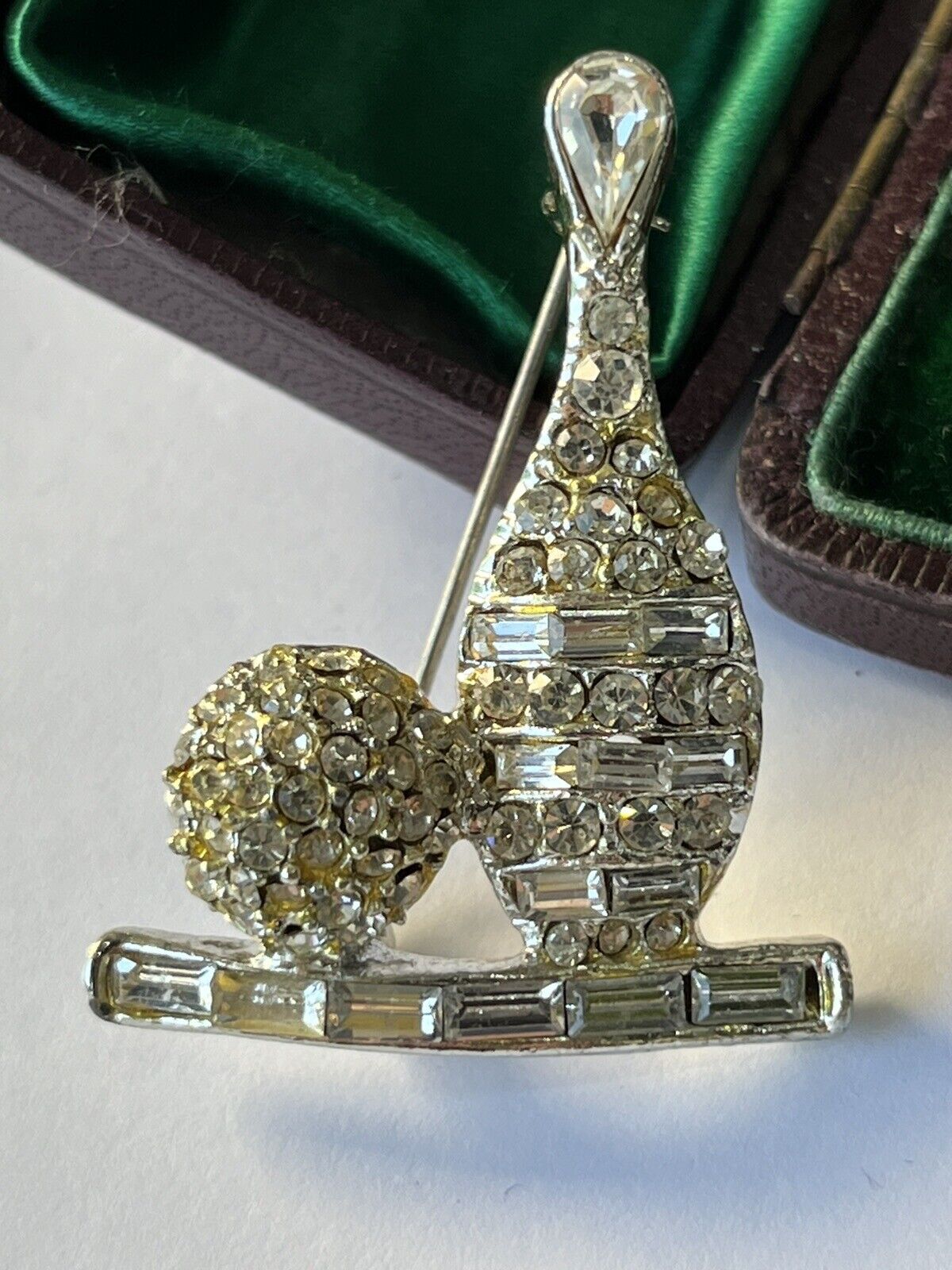 Vintage Silver Tone Ten Pin Bowling Ball And Pin Brooch