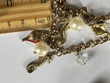 Vintage Red Enamel Starfish Shell Faux Pearl Seahorse Necklace