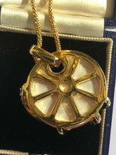 Vintage 1980s Gold Tone Peach Diamanté Pendant Necklace