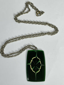 Vintage Green Enamel Pendant Necklace