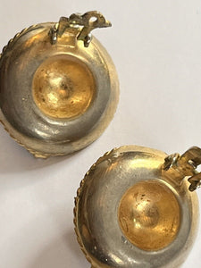 Vintage Gold Tone Hats Diamanté Clip On Earrings