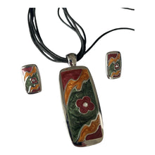 Vintage Enamelled Flowers Necklace And Earring Set
