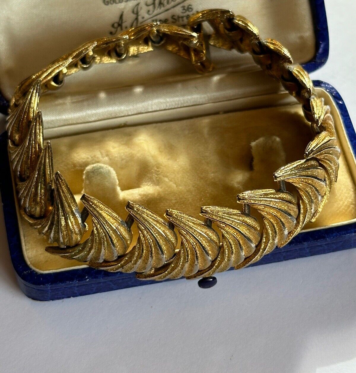 Vintage Gold Tone Half Moon Bracelet