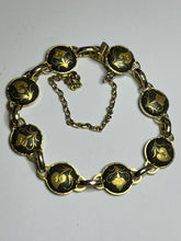 Vintage Toledo Demascene Spanish Gold Tone Leaf Bracelet Small Size