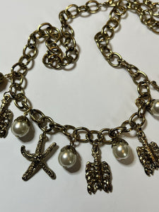 Vintage Starfish Lobster Faux Pearl Necklace