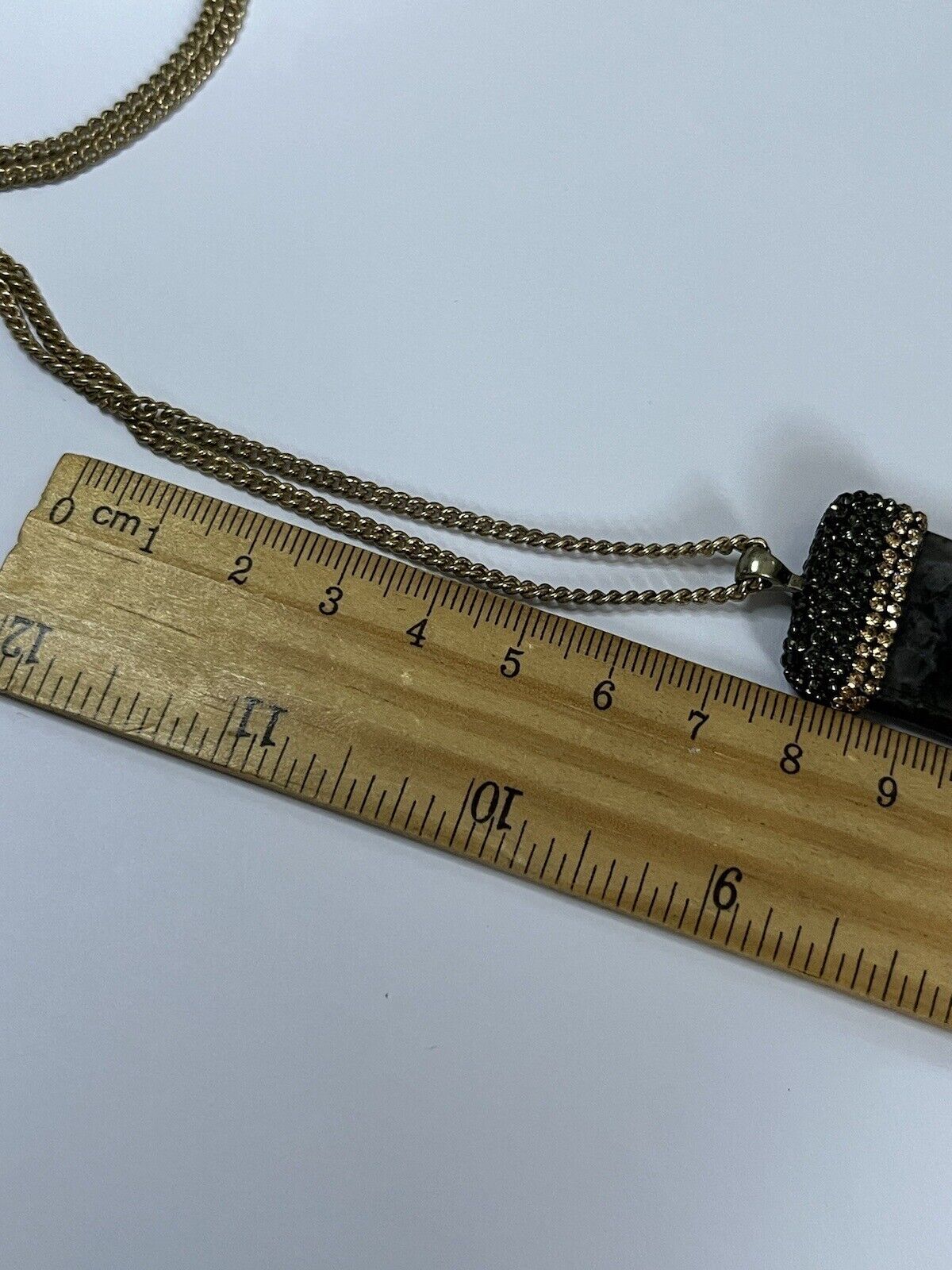 Vintage Natural Stone Diamanté Pendant Necklace