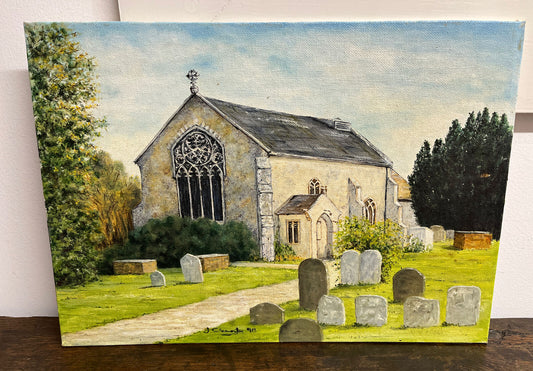 Original Signed Painting Of A English Countryside Church