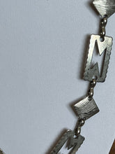 Vintage Silver Tone Cut Out Modernist Long Length Necklace