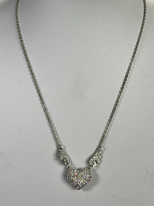 Vintage Heart Angel Wings Multicoloured Diamanté Necklace