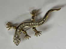 Vintage Gold Tone Diamanté Lizard Brooch
