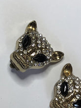 Vintage Jaguar Leopard Diamanté Clip On Earrings