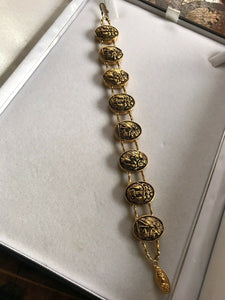Vintage Gold Tone Etruscan Roman Gods Bracelet..