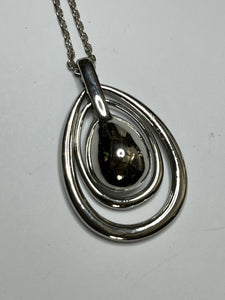 Vintage Swarovski Swan Signed Teardrop Pendant Necklace