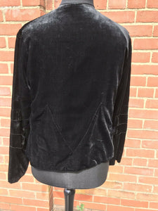 True Vintage Black Velvet Short Jacket Detail To Arms