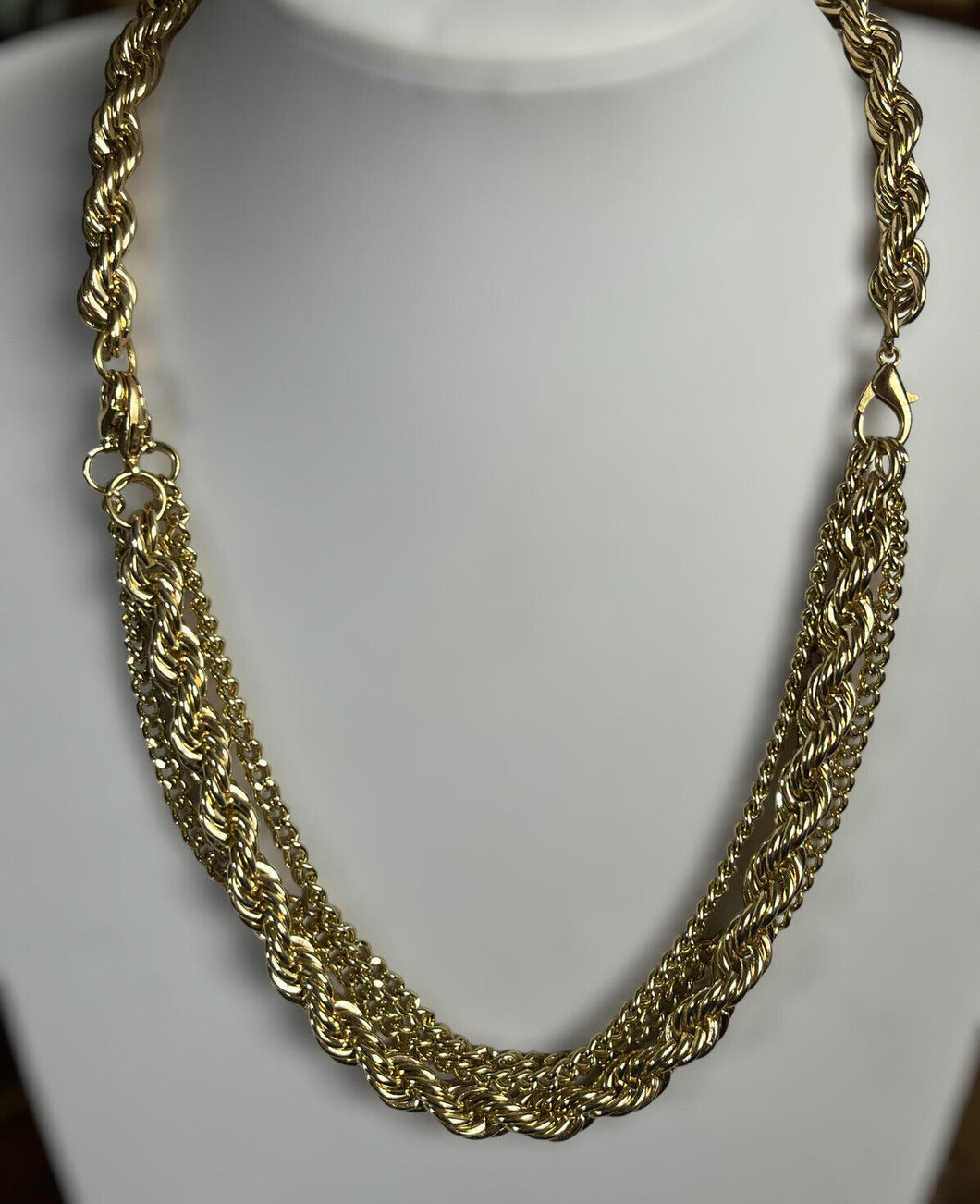 Vintage 1980s Gold Plated Multi Way Rope Chain Necklace