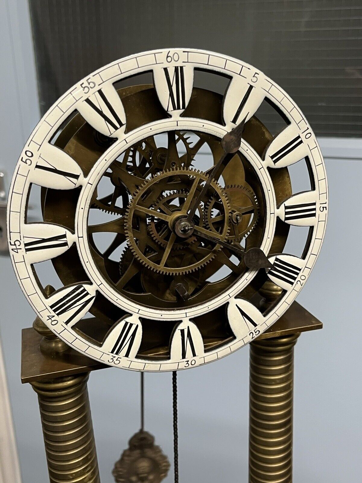 Skeleton Clock With Glass Dome. With Key. Large & Impressive