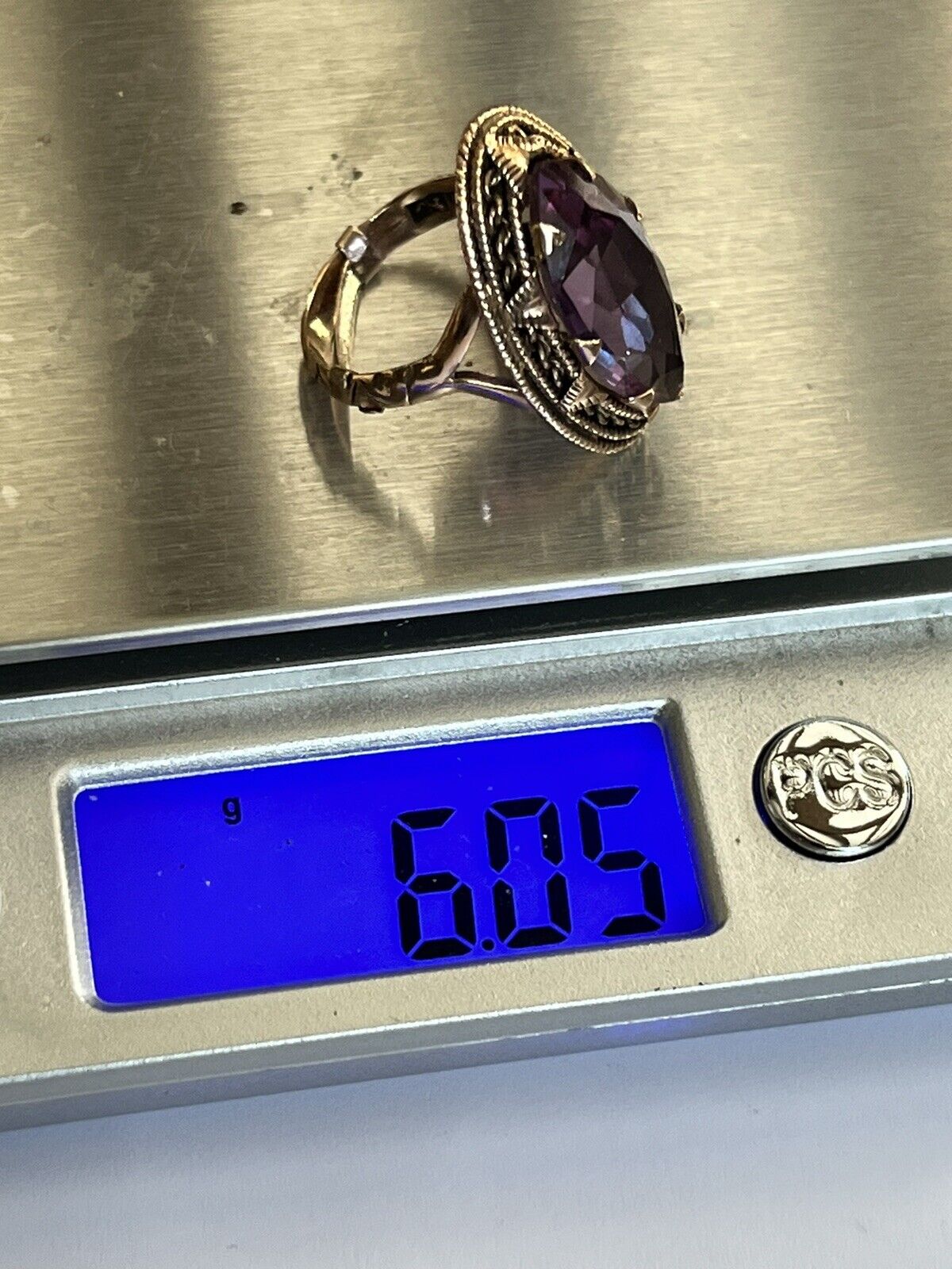 Vintage Egyptian 12ct Gold Tanzanite Statement Ring